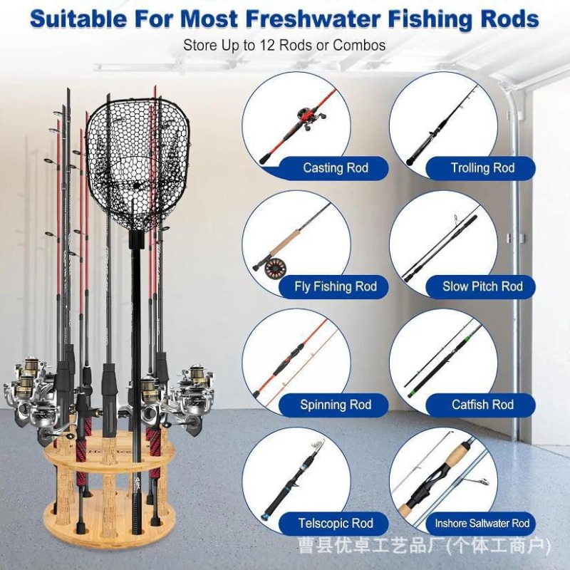 Round Solid Wood Fishing Rod S - Fishing Equipment Storage ulasan dan harga