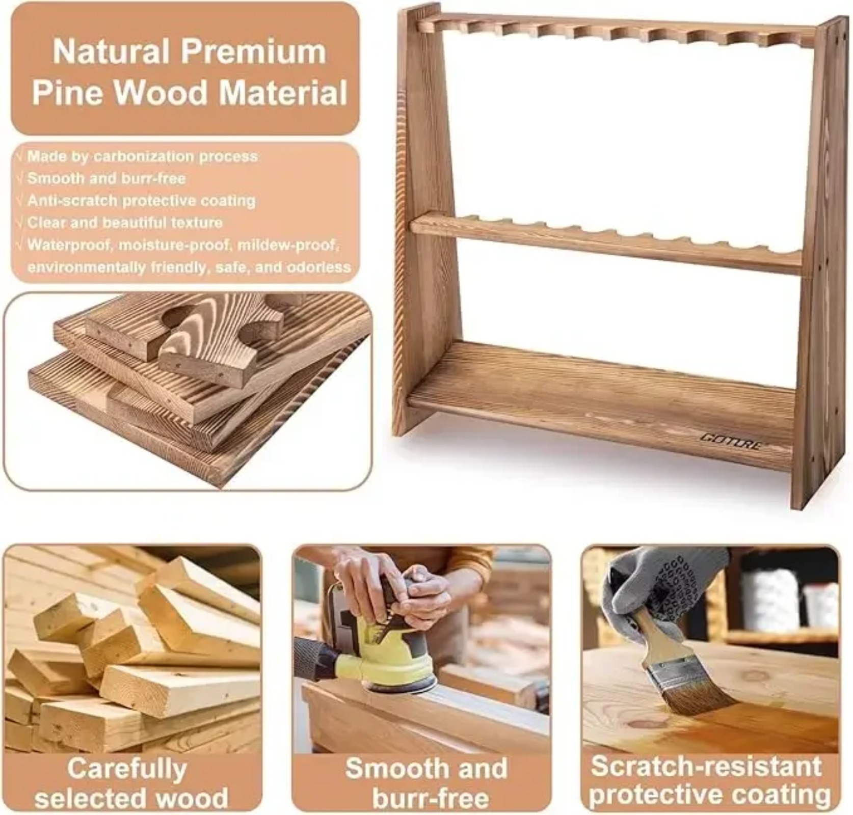 Goture Carbonized Pine Wood Fi - Fishing Equipment Storage ulasan dan harga
