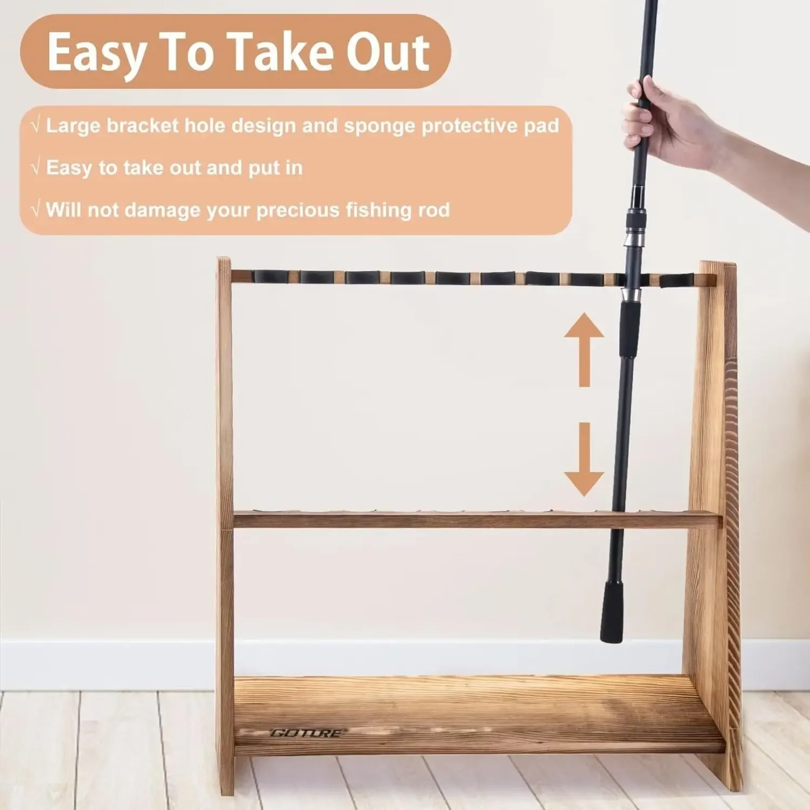 Goture Carbonized Pine Wood Fi - Fishing Equipment Storage ulasan dan harga
