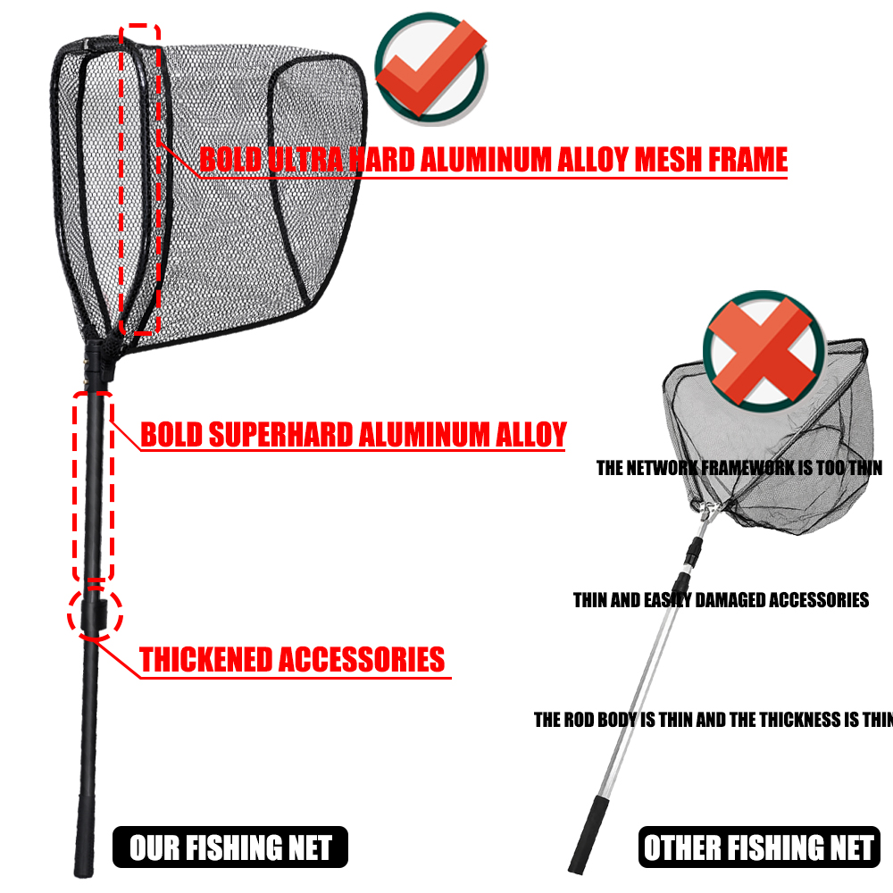Large Size Aluminum Alloy Fish - Landing Net Telescopic ulasan dan harga
